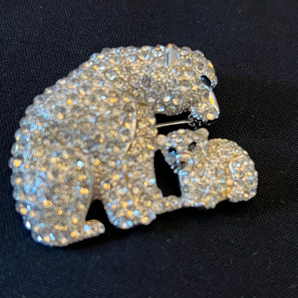 Napier MCM Sparkling Mom and Cub Brooch Pin